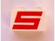 Part No: 3004px22  Name: Brick 1 x 2 with Red Letter S Sterling Logo Pattern
