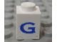 Part No: 3005ptGs  Name: Brick 1 x 1 with Blue Capital Letter G Pattern (Serif Font)