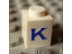 Part No: 3005ptKs  Name: Brick 1 x 1 with Blue Capital Letter K Pattern (Serif Font)