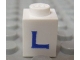 Part No: 3005ptLs  Name: Brick 1 x 1 with Blue Capital Letter L Pattern (Serif Font)