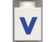 Part No: 3005ptVb  Name: Brick 1 x 1 with Blue 'V' Pattern (Bold Font)