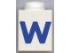 Part No: 3005ptWb  Name: Brick 1 x 1 with Blue 'W' Pattern (Bold Font)