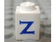 Part No: 3005ptZs  Name: Brick 1 x 1 with Blue Capital Letter Z Pattern (Serif Font)