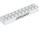 Part No: 3006pb002  Name: Brick 2 x 10 with Black 'JANUARY' and 'FEBRUARY' Pattern on opposite sides