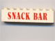 Lot ID: 172169898  Part No: 3008pb013  Name: Brick 1 x 8 with Red 'SNACK BAR' Pattern (Undetermined Type)