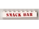Part No: 3008pb013a  Name: Brick 1 x 8 with Red 'SNACK BAR' Pattern - Embossed Print