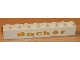 Part No: 3008pb032  Name: Brick 1 x 8 with Gold 'Backer' Pattern (Bäcker)