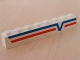 Part No: 3008pb048R  Name: Brick 1 x 8 with Blue -V- and Red Lines Right Pattern (Sticker) - Set 6346