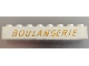 Part No: 3008pb167  Name: Brick 1 x 8 with Gold 'BOULANGERIE' Thin Slanted Pattern