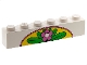 Part No: 3009pb017  Name: Brick 1 x 6 with Dark Pink Flower and Green Leaves on Yellow Arch Pattern