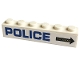 Part No: 3009pb236L  Name: Brick 1 x 6 with Blue 'POLICE' and Black Arrow with 'HOT SURFACE' Pattern Model Left Side (Sticker) - Set 60173