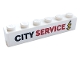 Part No: 3009pb237  Name: Brick 1 x 6 with Black and Red 'CITY SERVICE' and Yellow Electricity Symbol Pattern (Sticker) - Set 60306