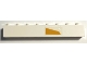 Lego part: Brick 1 x 6 with Bright Light Orange Trapezoid Off-Center Pattern Model Right Side (Sticker) - Set 75309