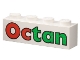 Part No: 3010pb021  Name: Brick 1 x 4 with Red and Green 'Octan' Pattern