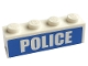 Part No: 3010pb103  Name: Brick 1 x 4 with White 'POLICE' Bold Font on Blue Background Pattern (Sticker) - Sets 7498 / 7743