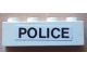 Part No: 3010pb133  Name: Brick 1 x 4 with Black 'POLICE' on White Background Pattern (Sticker) - Set 6676