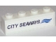 Part No: 3010pb189  Name: Brick 1 x 4 with Black 'CITY SEAWAYS' and Two Blue Tildes Pattern (Sticker) - Set 60119