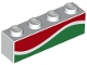 Part No: 3010pb258  Name: Brick 1 x 4 with Red and Green Waves (Octan Fuel) Pattern