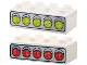 Part No: 3011pb066  Name: Duplo, Brick 2 x 4 with 5 Race Start Lights on Silver Background, Lime Lights / Red Lights Pattern