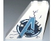 Lot ID: 372801334  Part No: 30249pb11  Name: Slope 55 6 x 1 x 5 with Metallic Light Blue Damaged Avengers Logo with Cracks Pattern (Sticker) - Set 76192