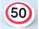 Part No: 30261pb017  Name: Road Sign 2 x 2 Round with Clip with Black '50' in Red Circle Pattern (Sticker) - Set 8401