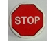 Part No: 30261pb031  Name: Road Sign 2 x 2 Round with Clip with White 'STOP' in Red Octagon Pattern