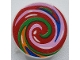 Part No: 30261pb041  Name: Road Sign 2 x 2 Round with Clip with Blue, Bright Pink, Green, Orange, and Red Swirled Lollipop Pattern