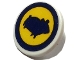 Part No: 30261pb055  Name: Road Sign 2 x 2 Round with Clip with Dark Blue Pig Silhouette in Circle on Yellow Background Pattern (Sticker) - Set 41348
