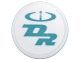 Part No: 30261pb059  Name: Road Sign 2 x 2 Round with Clip with Dark Turquoise Antenna Logo and 'DR' Pattern (Sticker) - Set 71799