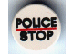 Lot ID: 306733010  Part No: 30261px1  Name: Road Sign 2 x 2 Round with Clip with Black 'POLICE' and 'STOP', Red Line Pattern