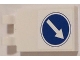 Part No: 30350bpb009  Name: Tile, Modified 2 x 3 with 2 Clips with White Arrow in Blue Circle Pattern (Sticker) - Set 60083
