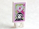 Part No: 30350bpb038  Name: Tile, Modified 2 x 3 with 2 Clips with Black Monkey, Magenta Cross and Bright Pink Border Pattern (Sticker) - Set 41058
