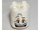 Part No: 30361cpb043  Name: Brick, Round 2 x 2 x 2 Robot Body with Bottom Axle Holder (x Shape / + Orientation) with Open Mouth Smile Lumière {Lumiere} Face Pattern (Sticker) - Set TRULUMIERE