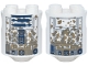 Part No: 30361pb055  Name: Brick, Round 2 x 2 x 2 Robot Body with Dark Bluish Gray and Dark Blue Lines and Droid Details, Dark Tan Dirt Stains Pattern Type 2 on Both Sides (SW R2-D2)