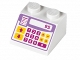 Part No: 3039pb092  Name: Slope 45 2 x 2 with Medium Lavender Cash Register with Magenta and Bright Light Orange Buttons Pattern