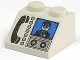 Part No: 3039px14  Name: Slope 45 2 x 2 with Black Phone, Light Gray Buttons, and Minifigure on Blue Screen Pattern