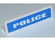 Part No: 30413pb027  Name: Panel 1 x 4 x 1 with White 'POLICE' Bold Wide Font on Blue Background Pattern (Sticker) - Set 7236-2