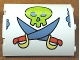 Part No: 30562pb020  Name: Cylinder Quarter 4 x 4 x 6 with Lime Skull and Medium Blue Crossed Swords Pattern
