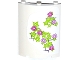 Part No: 30562pb037R  Name: Cylinder Quarter 4 x 4 x 6 with Bright Pink and Dark Pink Flowers, Leaves and Brick Wall Pattern on Right (Sticker) - Set 41052