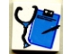 Lot ID: 365136490  Part No: 3068pb0037  Name: Tile 2 x 2 with Blue and Black Stethoscope, Clipboard, and Pen Pattern