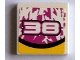 Part No: 3068pb0147  Name: Tile 2 x 2 with '38', Bottom Black and Yellow Curve Pattern (Sticker) - Set 8131