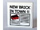 Part No: 3068pb0156  Name: Tile 2 x 2 with Newspaper 'NEW BRICK IN TOWN !!' Pattern (Sticker) - Set 10184