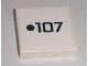 Part No: 3068pb0369  Name: Tile 2 x 2 with Black Dot and '107' Pattern (Sticker) - Set 8211