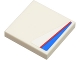 Lot ID: 374490297  Part No: 3068pb0448L  Name: Tile 2 x 2 with Red Line on Blue and White Pattern Model Left Side (Sticker) - Set 8125