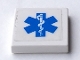 Part No: 3068pb0456  Name: Tile 2 x 2 with Blue EMT Star of Life on White Background Pattern (Sticker) - Sets 6164 / 7903