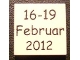 Part No: 3068pb0483  Name: Tile 2 x 2 with '16-19 Februar 2012' Pattern