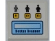 Part No: 3068pb0583  Name: Tile 2 x 2 with 3 Minifigures, 3 Buttons with 'F1', 'F2' and 'F3' and 'DESTUN SCANNER' Pattern (Sticker) - Set 7066