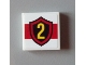 Part No: 3068pb0633  Name: Tile 2 x 2 with Yellow Number 2 Fire Logo Badge on Red Stripe Pattern (Sticker) - Set 60004