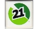Lot ID: 277214643  Part No: 3068pb0638R  Name: Tile 2 x 2 with Black '21' on Green and Lime Circle Pattern Model Right Side (Sticker) - Set 8899