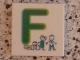 Lot ID: 198950079  Part No: 3068pb0715  Name: Tile 2 x 2 with Letter F Green with Family Pattern